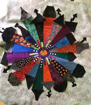 Halloween Dresden Neighborhood quilt applique detail www.dlstewart.com